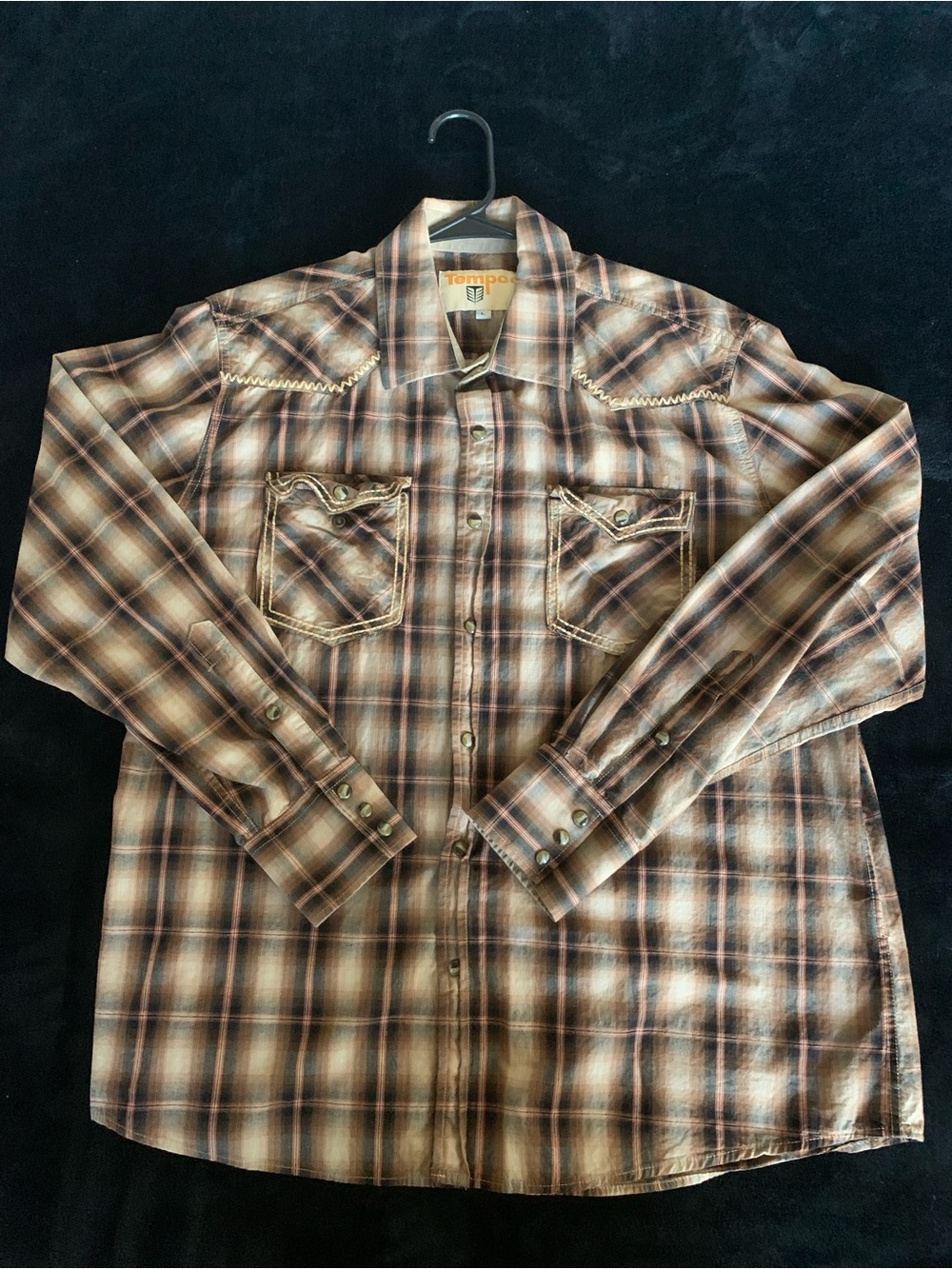 Tempco Brown Plaid Button-Up Shirt